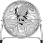 Metal Floor Fan - High Velocity Chrome Fan, 12 Inch, Gym Silver 