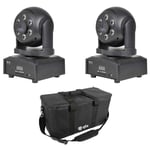 2 x QTX GOBO Spotwash 100W LED Moving Head Bundle With Carry Bag