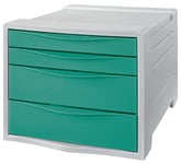 Esselte - Bloc de Classement à 4 Tiroirs, Rangement pour Documents & Fournitures, Maison / Bureau, Motif Texturé, Gamme Colour'Breeze, Vert, 626285