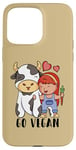 Coque pour iPhone 15 Pro Max Vache mignonne et fille, Go Vegan