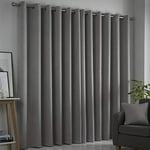 Fusion Strata Woven Eyelet Lined Curtains, Silver, 66 x 54 Inch, 100% Polyester, W168cm (66") x D137cm (54")