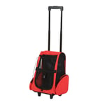 Pet Travel Backpack Bag Cat Puppy Dog Carrier with Trolley and Telescopic Handle Portable Stroller Wheel Luggage Bag