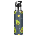 xigua Sports Water Bottle, Double-Wall Vacuum Insulated Stainless Steel Water Bottle with Wide Handle, for Fitness Outdoor Enthusiasts, 600ml - (Avocados)