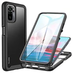 CENHUFO Coque Xiaomi Redmi Note 10 4G / Note 10S, Antichoc Housse avec Protection écran, 360° Téléphone Double Face Case Transparent Portable Intégrale Etui pour Redmi Note 10 4G / Note 10S - Noir