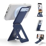 MOFT Card Holder & Phone Tripod Stand, Card Holder Phone Tripod Wallet with Angle Adjustment & Strong Magnets, Mini Selfie Stick Tripod for iPhone 16/15/14/13/12 Series, Smartphone (Navy Blue)