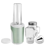 Venga! 2-en-1 Smoothie Blender et Mixeur, Avec Bouteille transportable en Tritan BPA-Free de 600ml, 2 Jars en Verre avec couvercle et paille réutilisable, 450 W, Vert Menthe, VG BL 3009