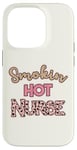 Coque pour iPhone 14 Pro Smoking Hot Nurse Rose pâle Motif guépard