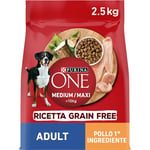 Purina One Medium Maxi Grain Free Croquettes Chien Poulet 4 Paquets de 2,5 kg