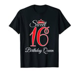 Sweet Sixteen Birthday Queen Tiara Red T-Shirt