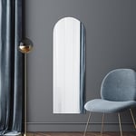 MirrorOutlet The Arcus - Frameless Modern Full Length Arched Leaner/Wall Mirror 59" X 20" 150 X 50CM Silver Mirror Glass with Black wooden Backing - Polished Edging