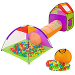 TecTake 401027 Tente Igloo pour Enfants avec Tunnel + 200 Balles + Sac, Multicolore