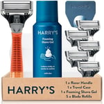 Harry's Men's Razor Set, Razor + 5 Razor Blades + Shaving Cream, Harry's Razor Blade Refills use 5 Blade Design for Smoother Shaving, Travel Size Men's Shave Cream Formulated with Aloe