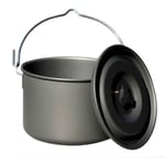 Camping Hanging Pot Aluminum Alloy Cooking Pot Campfire Heating Stove w/Lid Picnic Kettle Large Capacity & Ultra-portable for 6-8 People Travel Hiking Outdoor