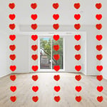 SHATCHI 60 Red Hearts Glitter 7ft/2meter Hanging Valentine’s Day Anniversary Engagement Wedding Party Wall Curtain Foil Banner Decoration – 6 Strings, one