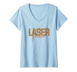 Womens Laser Queen Hair Removal Aesthetic Nurse Laser Tech V-Neck T-Shirt