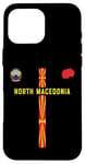 Coque pour iPhone 16 Pro Max Drapeau et silhouette carte de la Macédoine du Nord, emblème national