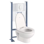 Pack wc suspendu sans bride compact Duravit Duravit No.1 + bâti support grohe Rapid sl Projet + abattant + plaque blanc