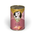 KITTY Cat Paté Dinde & crevettes, 6 x 400 g, Nourriture Humide pour Chat, sans céréales, avec Taurine, Huile de Saumon et Moule aux orles Vertes, Aliment Complet à Haute teneur en Viande, fabriqué en