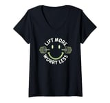 Womens Motivational Gym Fitness Quote Lift More Worry Less Top V-Neck T-Shirt