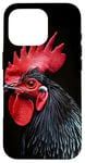 Coque pour iPhone 16 Pro Imprimé animal classique noir motif coq combat de coq