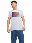 JACK & JONES Men's T-Shirts Short Sleeve Designer O-Neck Tee Top, White Colour, UK Size L