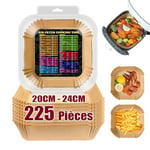 225 Pièces Papier Cuisson Air Fryer, 20-24cm Carré Papier Sulfurisé pour Friteuse a Air 5-8 L，Air Fryer Feuilles de Papier pour Friteuse à Air Four Cuiseur Vapeur Four Micro-Onde