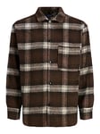 JACK & JONES Men's Jorzac Check Overshirt Ls Noos Polo Shirt, Chocolate Brown, S