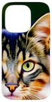 Coque pour iPhone 14 Pro Visage De Chat Tabby Moustaches Oeil Vert Photo Gros Plan