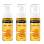 3x Neutrogena Clear & Soothe Mousse Cleanser 150ml