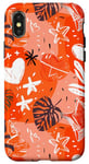 Coque pour iPhone X/XS Orange Minimalist Tropical McBling Esthétique Cœur Étoile