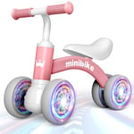 HappyGoLucky Draisienne 1 2 Ans, Jeux Bebe 1-2 Ans Jouets Enfant Draisiennes avec Quatre Roues éclairées Mini Bike Cadeau Bebe Fille Premier Cadeau Anniversaire Fille