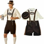 Män bayerska läderhosen tyska Oktoberfest traditionella shorts öl kille kostym L