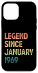 Coque pour iPhone 12 mini 56e anniversaire homme femme légende depuis janvier 1969