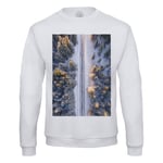 Sweat Shirt Homme Forêt De Pins Sous La Neige Traversée Par Une Route Vue Aérienne Paysage 2