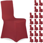 Relaxdays - Housse de chaise en lot de 20, extensible, universelle, lavable, décoration de mariage ou de banquet, rouge foncé