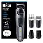 Braun Beard Trimmer Series 5 & Hair Clippers, Beard Trimmer Men Rechargeable, 40 Length Settings, 100-Min Cordless Runtime & Waterproof, BT5440, Silver, Black