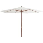 Parasol avec mât - Parasol de Jardin Parasol droit en bois 350 cm Blanc sable BV625592