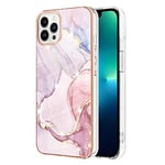 IMIRST Basic Case Compatiable with iPhone 14 Pro IMD Soft TPU Silicone Bumper Matte Marble Scratch-Resistant Slim Protective Phone Case Back Cover for Apple iPhone 14 Pro，YBI RoseGold