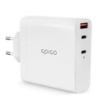 Epico vegglader PD 140W GaN m. 2 x USB-C & 1 x USB-A - Hvit