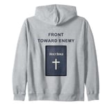 Front Toward Enemy – Christian Faith Military Cross & Bible Zip Hoodie