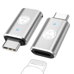 MoKo 2 Pièces Adaptateurs, Adaptateurs USB-C Mâle vers Lightning Femelle, Connecteur USB-C Support Charge Rapide pour iPhone 15/15 Pro/15 Pro Max/15 Plus, iPad Pro/Air, Pas pour Audio/OTG, Argent 35W