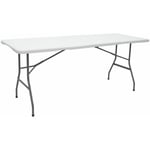 Table de Jardin Pliante 180 x 70 cm 6 Personnes - Table à Manger Blanche - Amanka