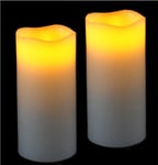 Flair Flower Lot de 2 bougies LED en cire véritable - Bougie électrique LED vacillante - Blanc chaud - Lumière d'ambiance - Décoration - Grandes bougies de l'Avent - Couronne de l'Avent - Couronne de