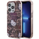 Hello Kitty Kotelo iPhone 15 Pro Max 6.7 vaaleanpunainen hardcase IML Tunnisteet Graffiti