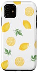 Coque pour iPhone 11 Jaune Citrons Fond Blanc Printemps Été