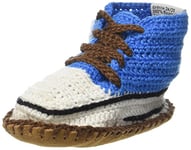 Baobab Schuhe, Baskets pour bébé bio crochetées à la main avec semelle antidérapante en cuir sauvage, 21-24 mois (bleu4)