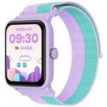 BIGGERFIVE Kids Fitness Tracker Watch, Pedometer, Heart Rate, 5ATM Waterproof, Sleep Monitor, Alarm Clock, Calorie Step Counter, Puzzle Games, 1.5" Smart Watch for Girls Ages 3-14, Nylon