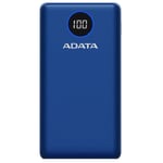 Adata 20000mAh Quick Charge Powerbank Blue 2xUSB-A 1xUSB-C Input USB Type-C Fast Charging 134x70x27mm 365g