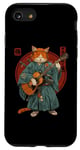 Coque pour iPhone SE (2020) / 7 / 8 Chat samouraï japonais jouant de la guitare