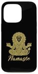 Coque pour iPhone 13 Pro Namaste Lion avec mandala amusant pour le yoga et la méditation